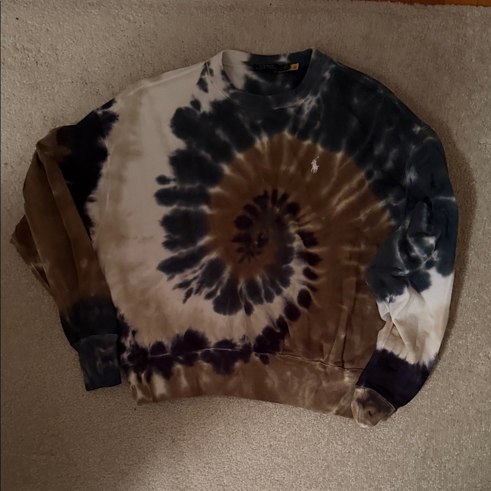 Polo Ralph Lauren Men's Spiral Tie-Dye Sweater - Brown and Blue